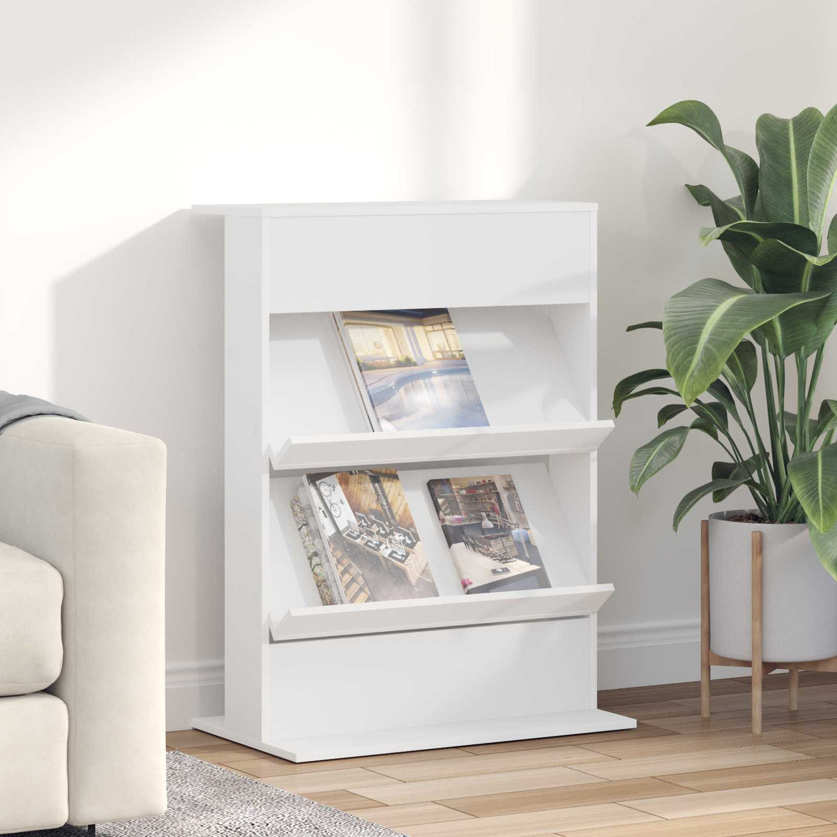 Magazinregal Weiß 70 x 41 x 96 cm Holzwerkstoff
