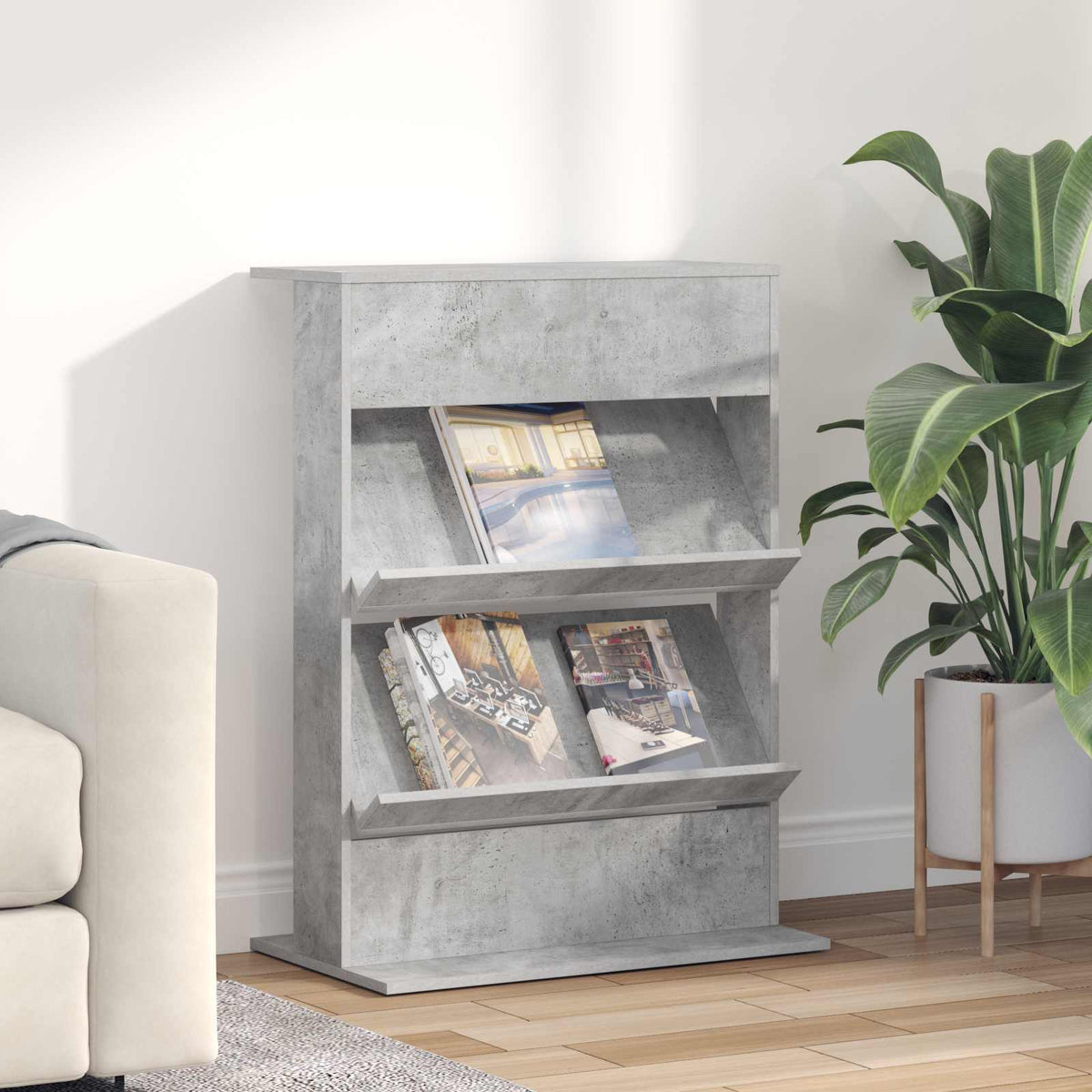 Magazinregal Beton Grau 70 x 41 x 96 cm Holzwerkstoff