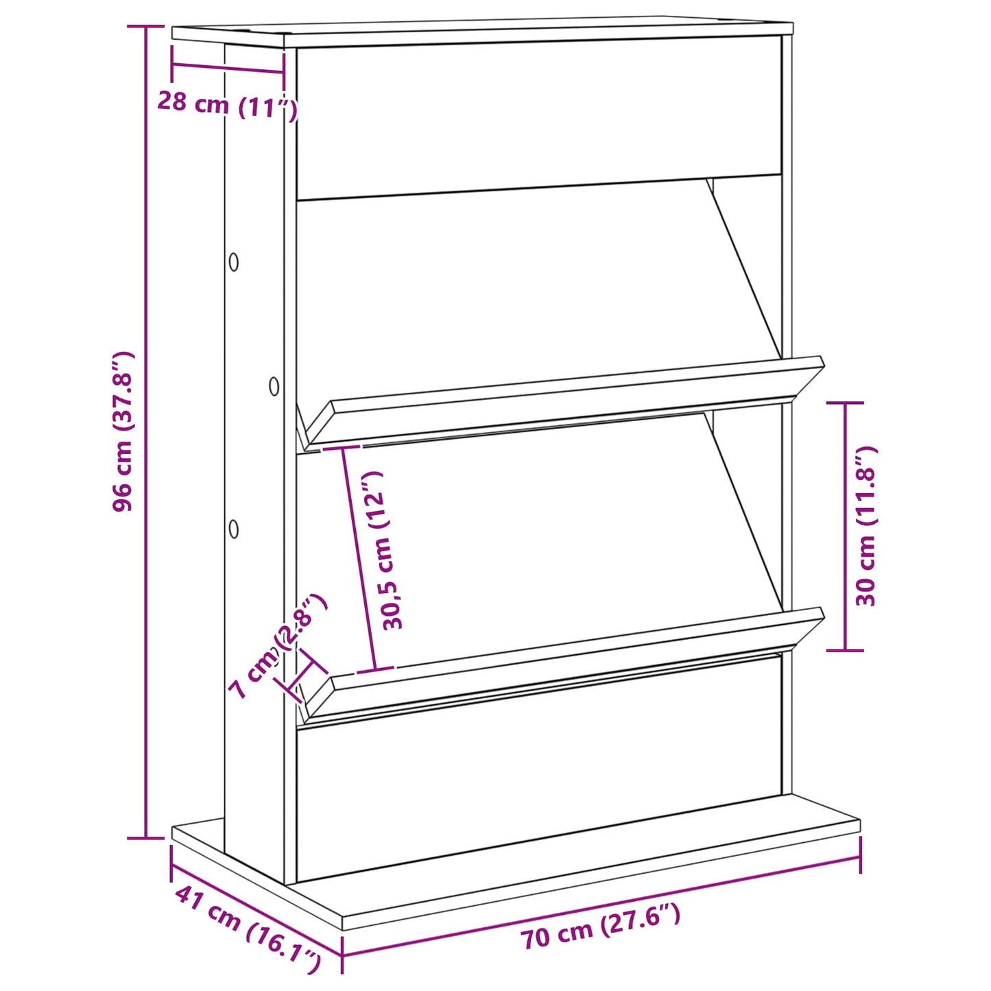 Magazinregal Artisan-Eiche 70 x 41 x 96 cm Holzwerkstoff