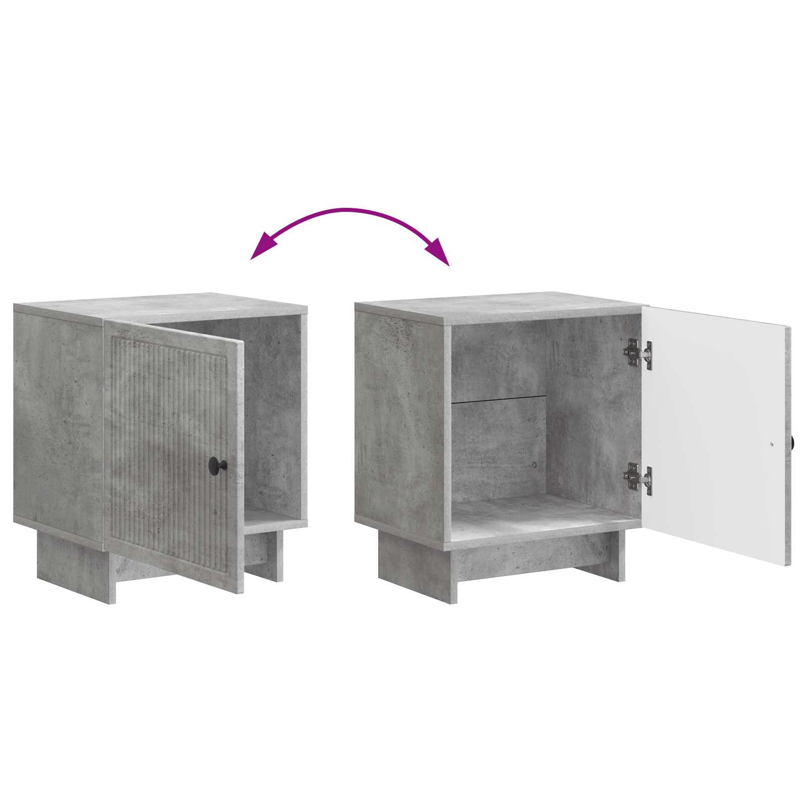 Nachttisch 2 stk. Betongrau 43 x 34,5 x 50 cm Holzwerkstoff