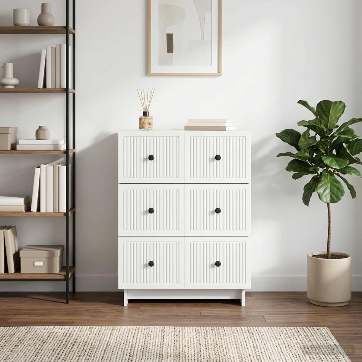 Schubladenschrank Weiß 66 x 34,5 x 90 cm Holzwerkstoff