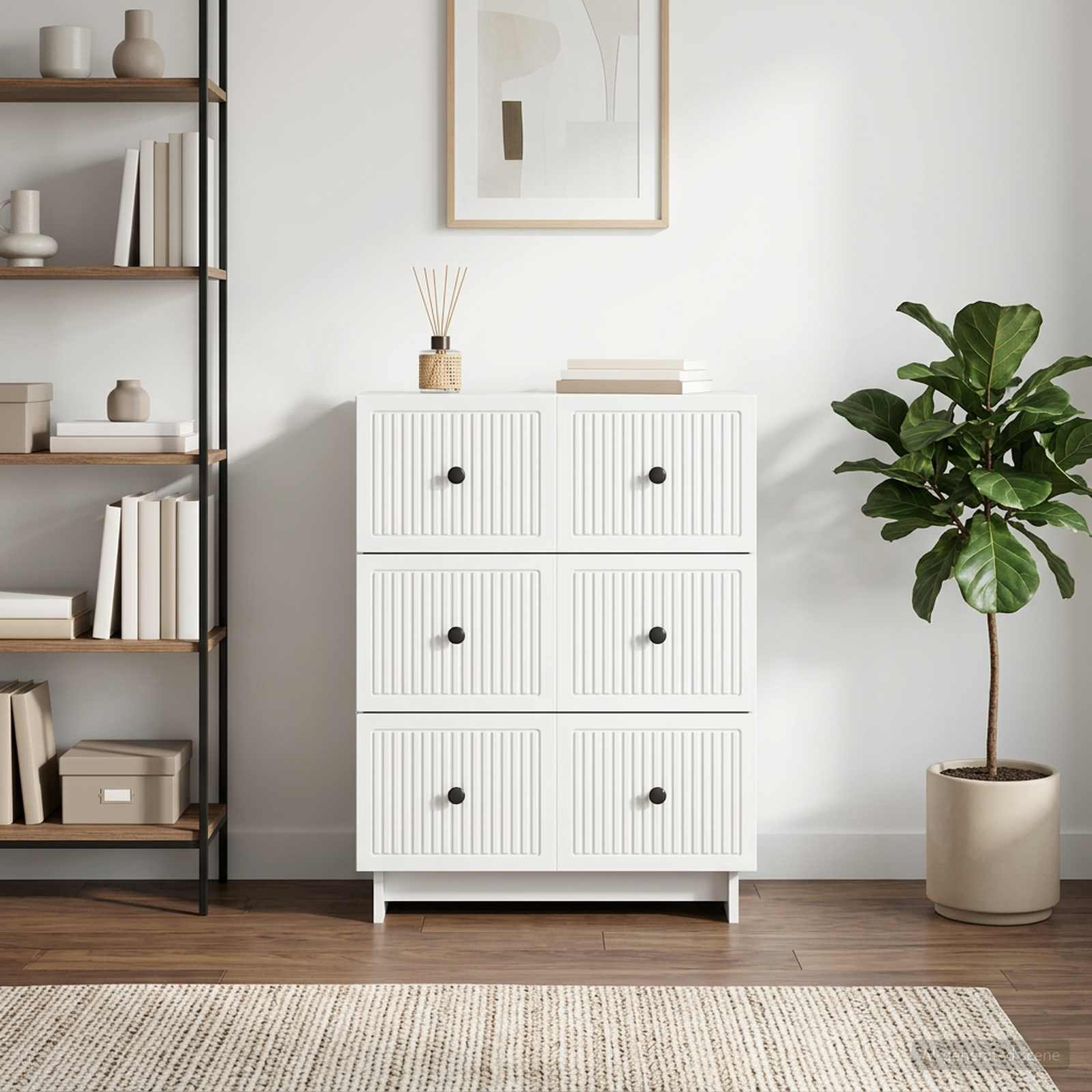 Schubladenschrank Weiß 66 x 34,5 x 90 cm Holzwerkstoff