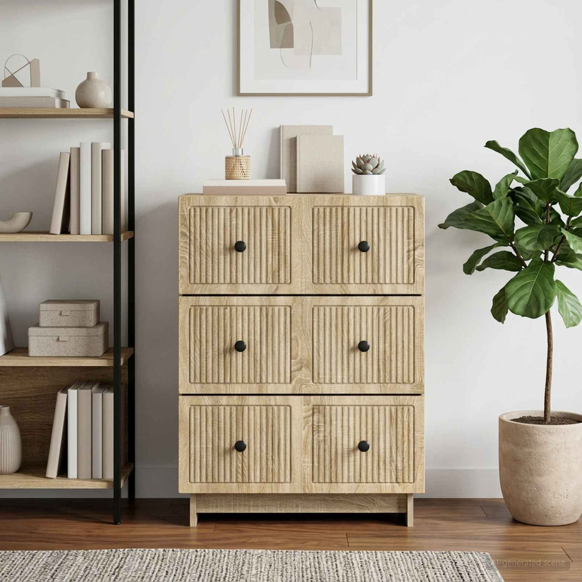 Schubladenschrank 66 x 34,5 x 90 cm Holzwerkstoff Sonoma-Eiche