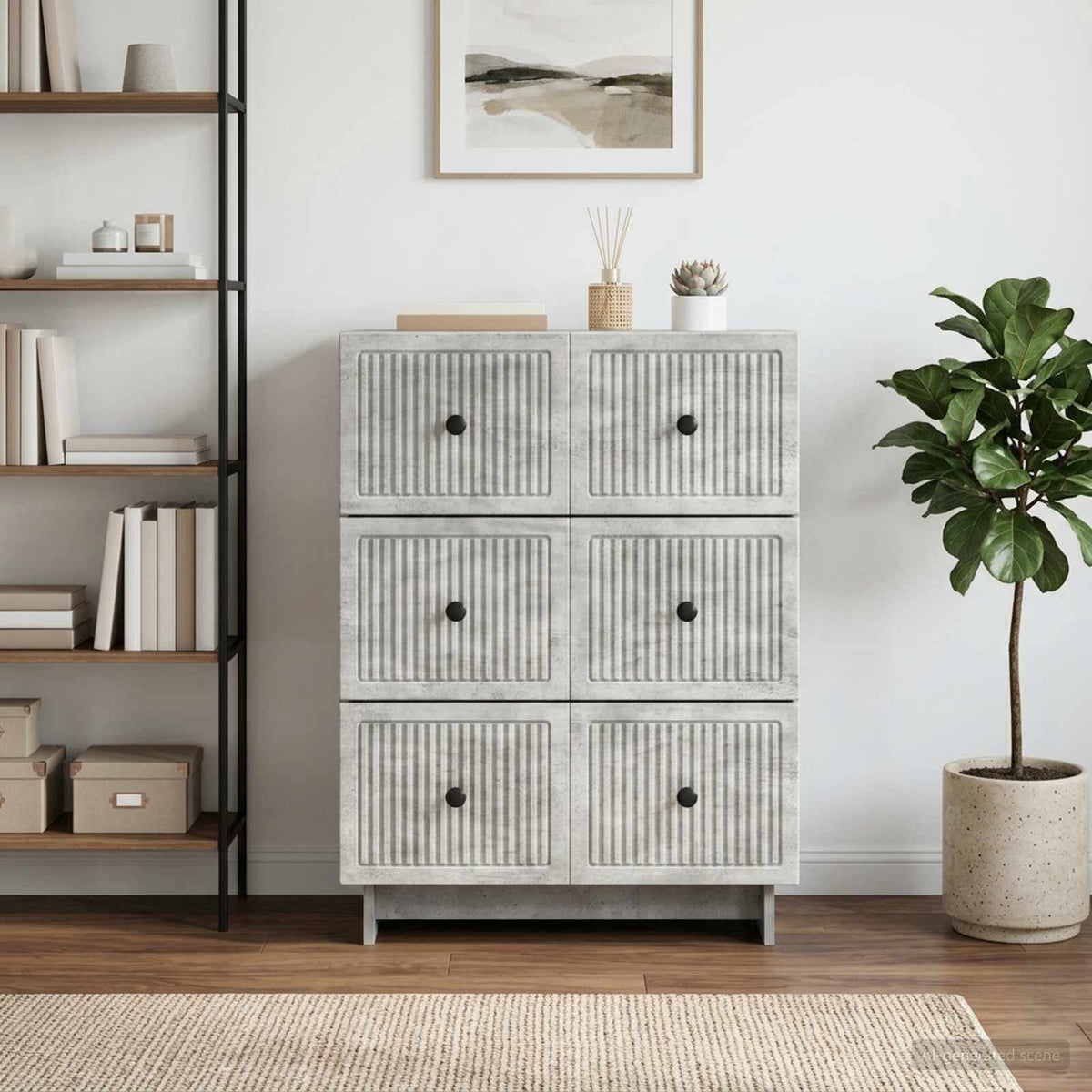Schubladenschrank 66 x 34,5 x 90 cm Holzwerkstoff Betongrau