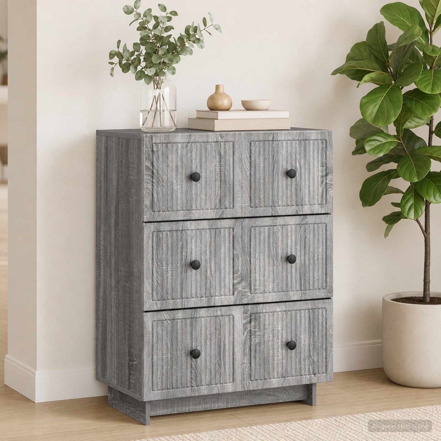 Schubladenschrank 66 x 34,5 x 90 cm Holzwerkstoff Sonoma-Grau