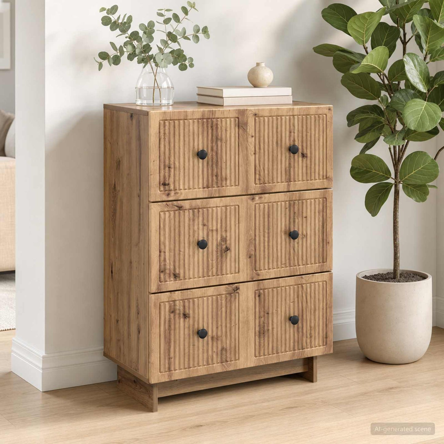 Schubladenschrank 66 x 34,5 x 90 cm Holzwerkstoff Artisan-Eiche