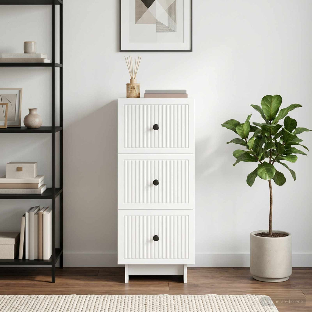Schubladenschrank Weiß 33 x 34,5 x 90 cm Holzwerkstoff