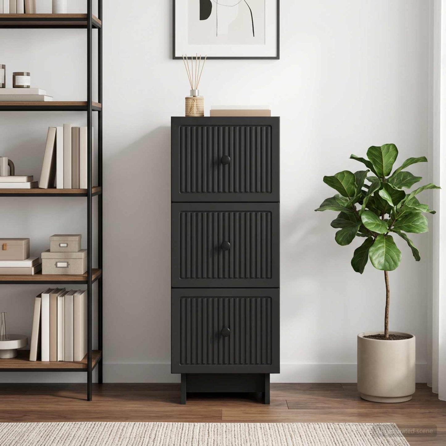 Schubladenschrank Schwarz 33 x 34,5 x 90 cm Holzwerkstoff