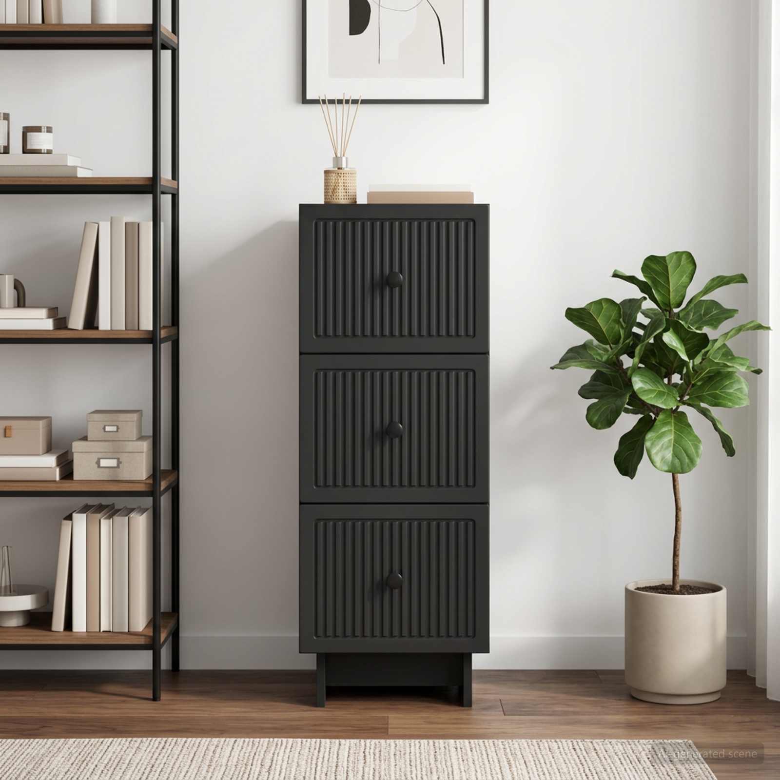 Schubladenschrank Schwarz 33 x 34,5 x 90 cm Holzwerkstoff