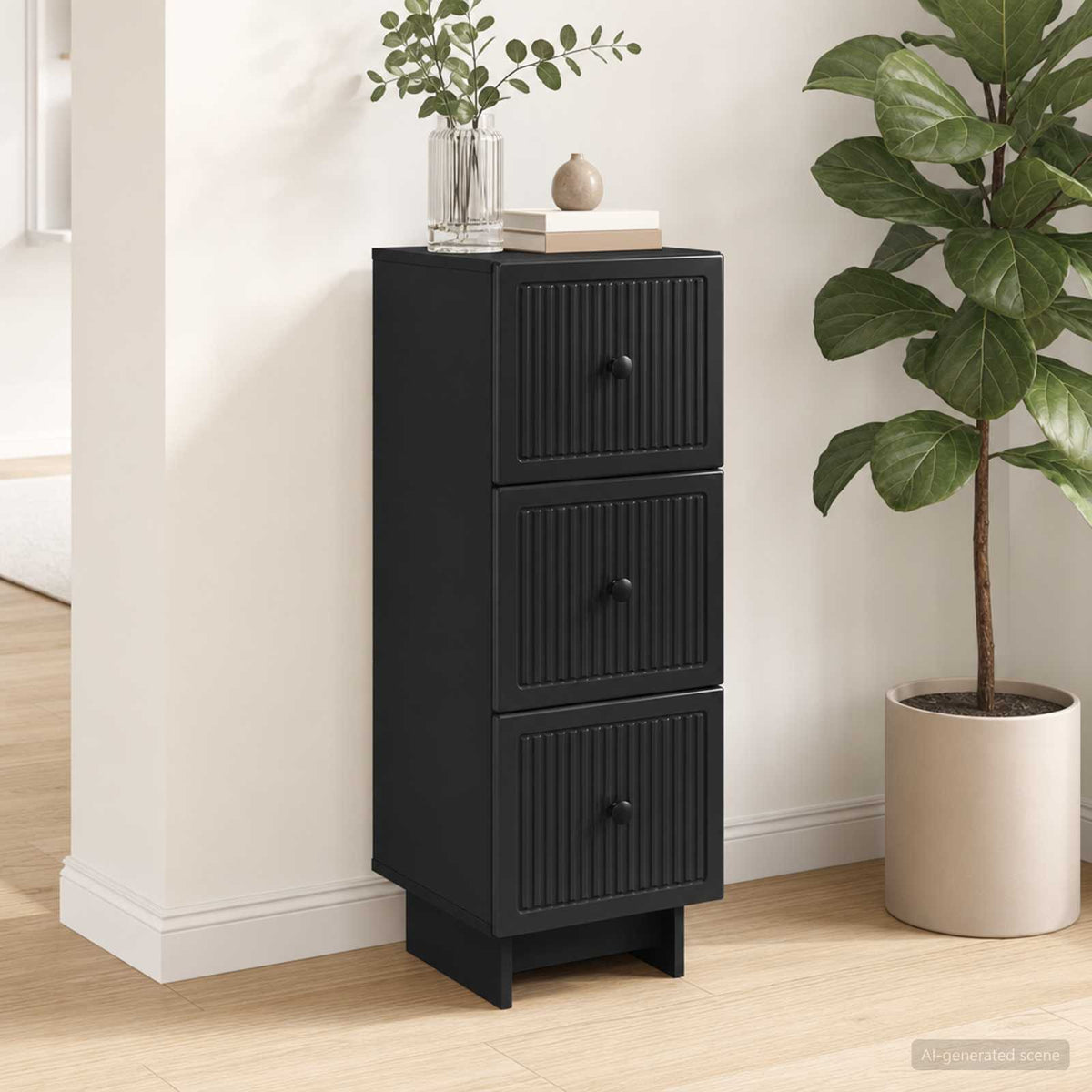 Schubladenschrank Schwarz 33 x 34,5 x 90 cm Holzwerkstoff