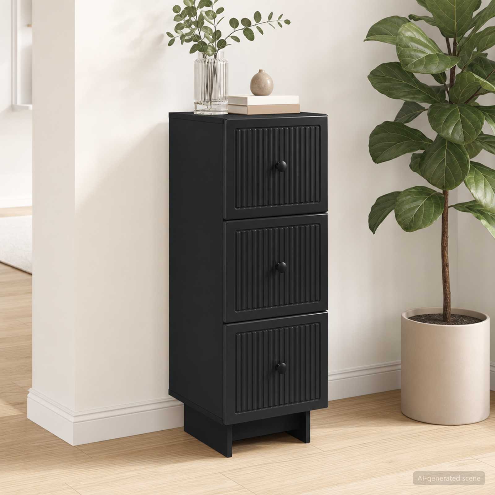 Schubladenschrank Schwarz 33 x 34,5 x 90 cm Holzwerkstoff