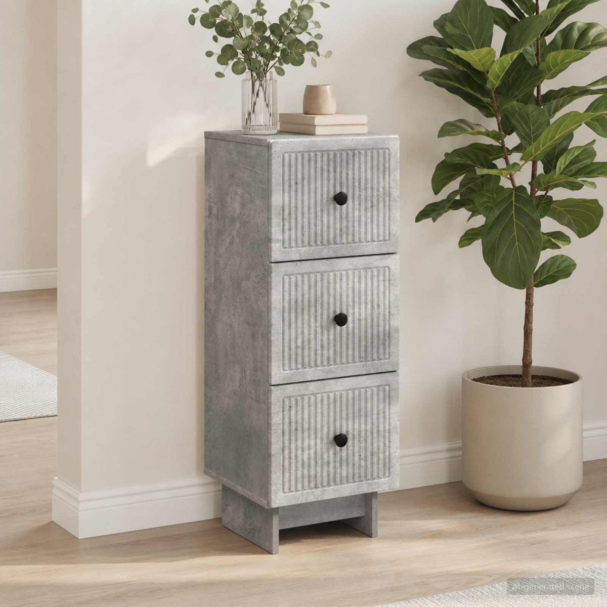 Schubladenschrank Betongrau 33 x 34,5 x 90 cm Holzwerkstoff