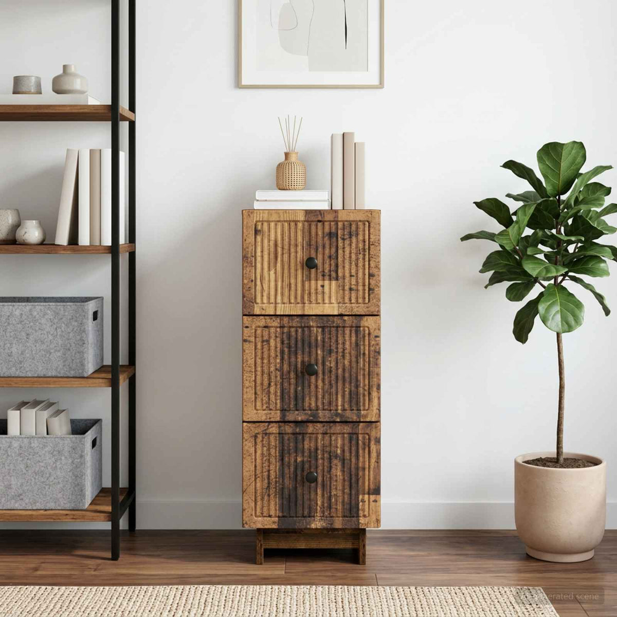 Schubladenschrank Altholz 33 x 34,5 x 90 cm Holzwerkstoff