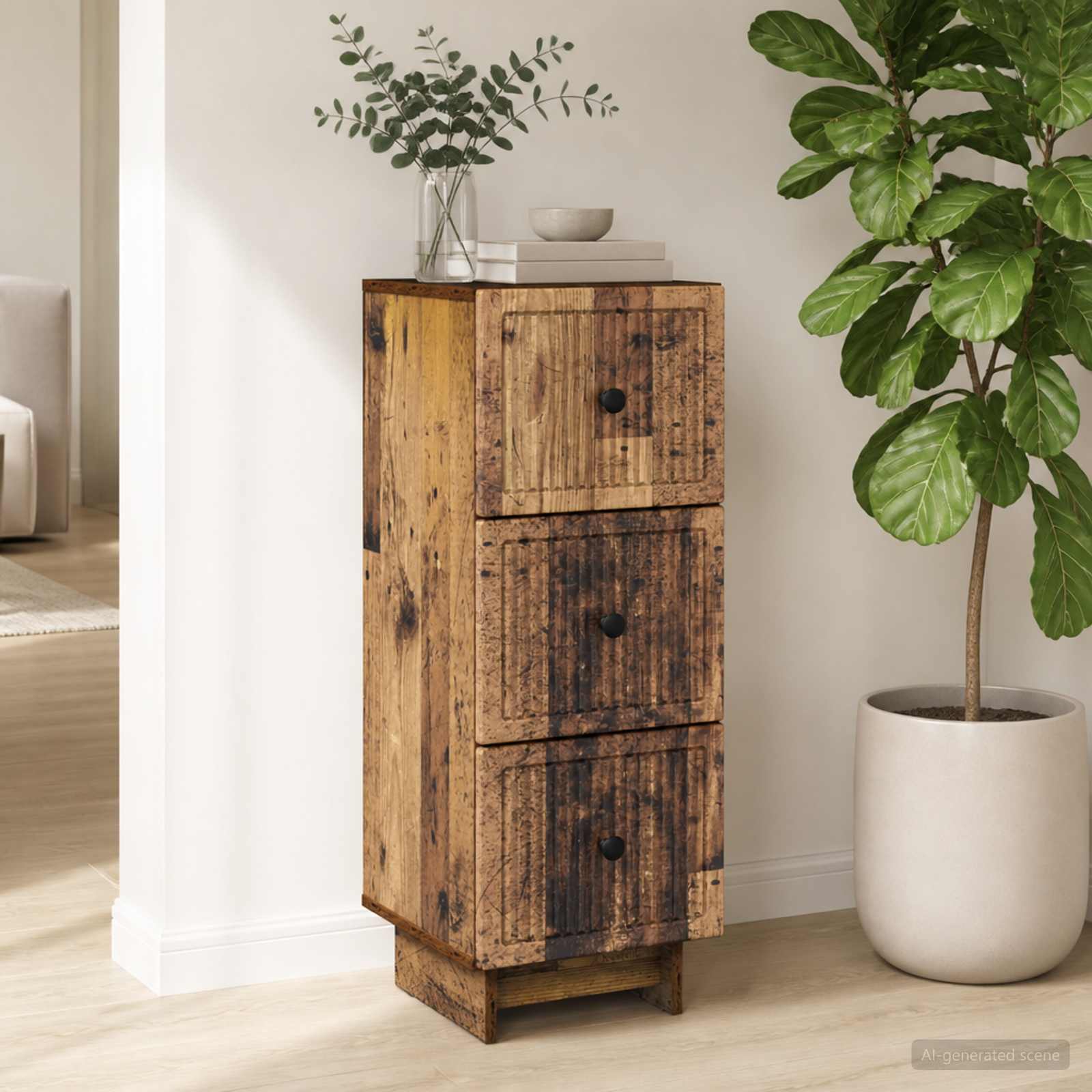 Schubladenschrank Altholz 33 x 34,5 x 90 cm Holzwerkstoff