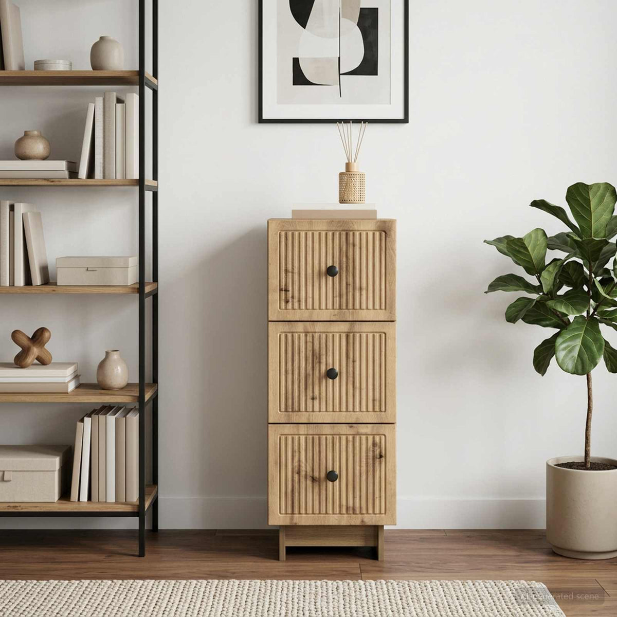 Schubladenschrank 33 x 34,5 x 90 cm Holzwerkstoff Artisan-Eiche