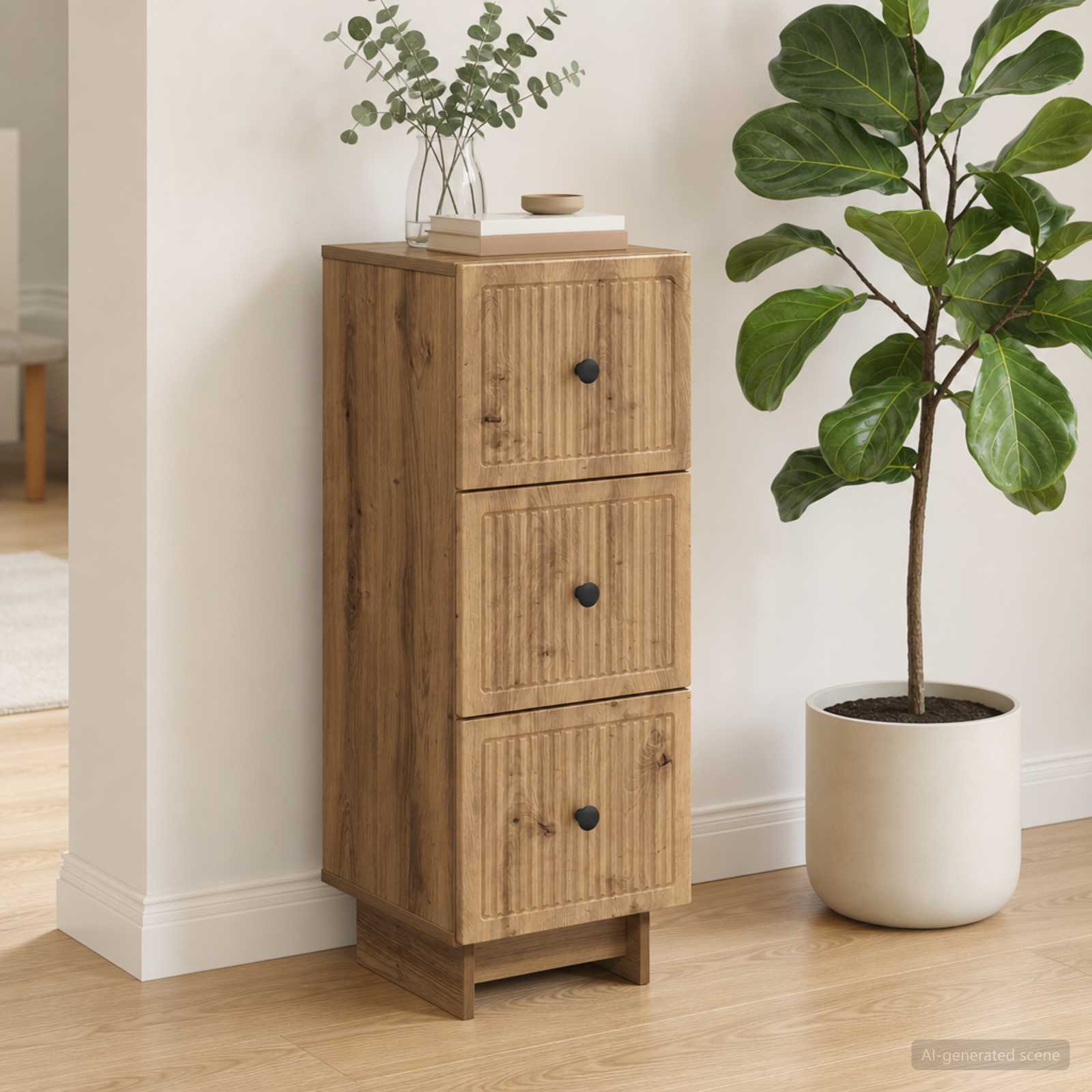 Schubladenschrank 33 x 34,5 x 90 cm Holzwerkstoff Artisan-Eiche