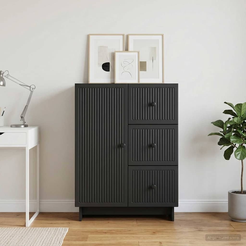Sideboard Schwarz 66 x 34,5 x 90 cm Holzwerkstoff