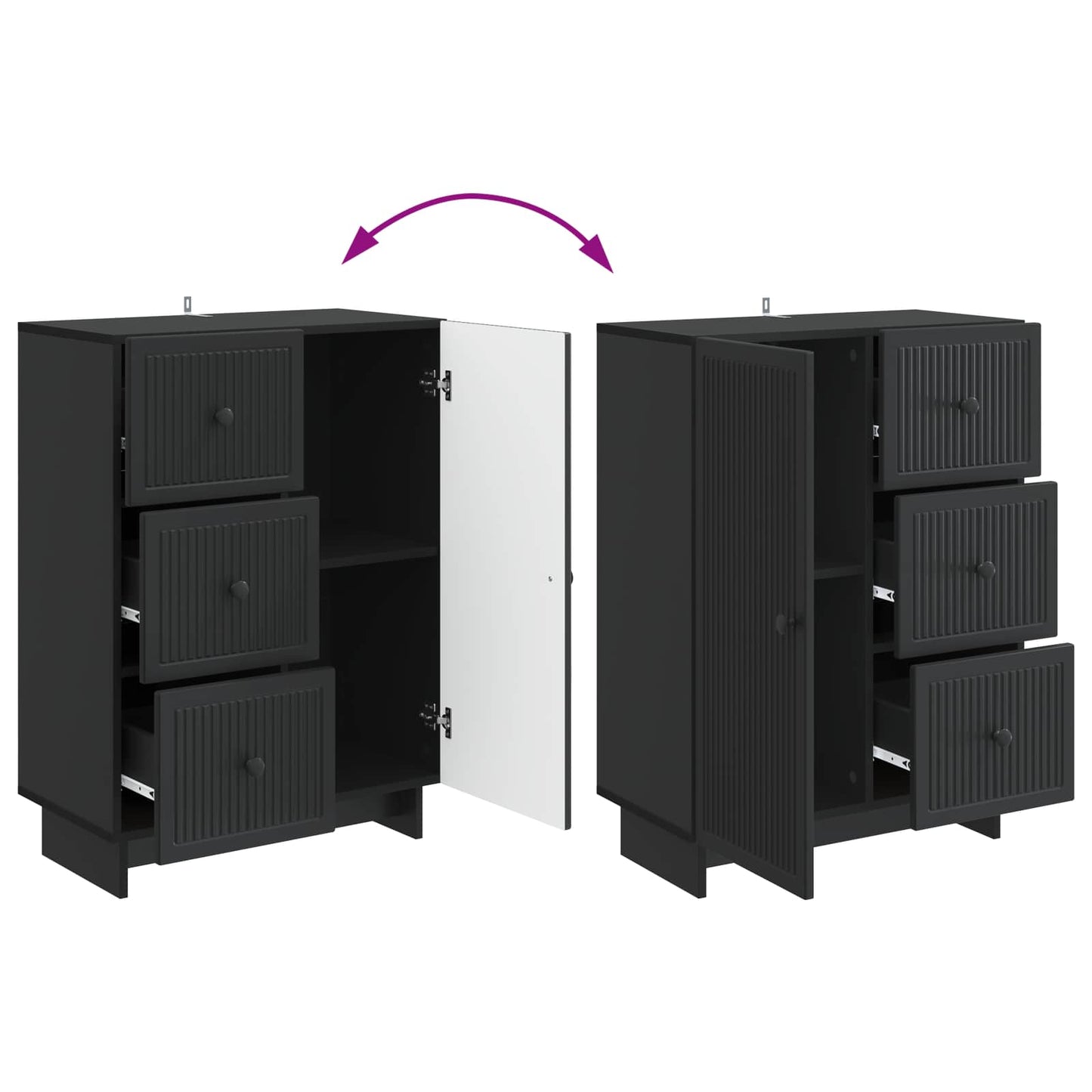 Sideboard Schwarz 66 x 34,5 x 90 cm Holzwerkstoff