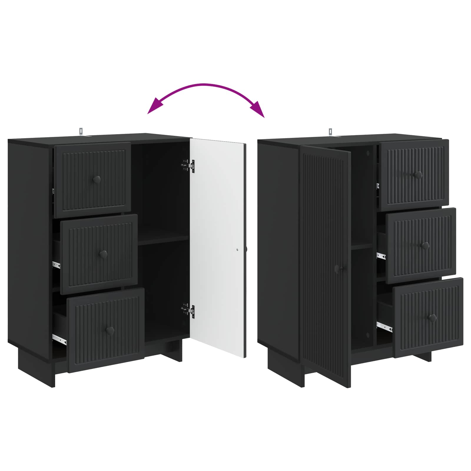 Sideboard Schwarz 66 x 34,5 x 90 cm Holzwerkstoff