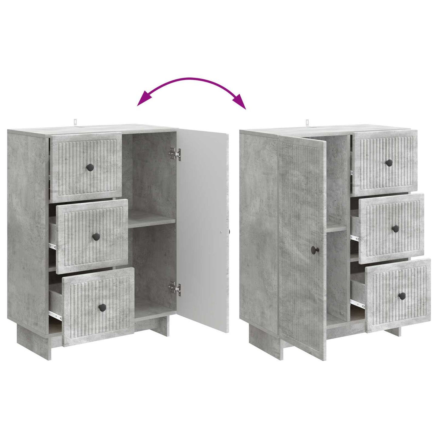 Sideboard Betongrau 66 x 34,5 x 90 cm Holzwerkstoff