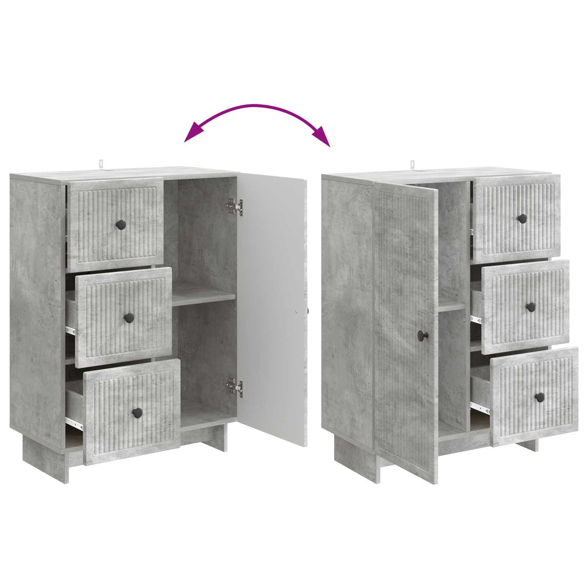 Sideboard Betongrau 66 x 34,5 x 90 cm Holzwerkstoff