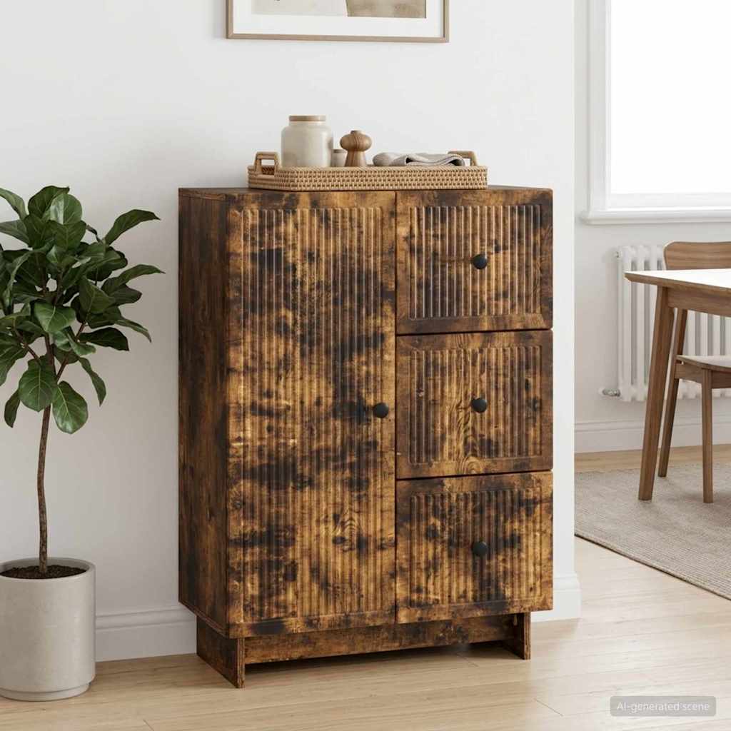 Sideboard Geräucherte Eiche 66 x 34,5 x 90 cm Holzwerkstoff