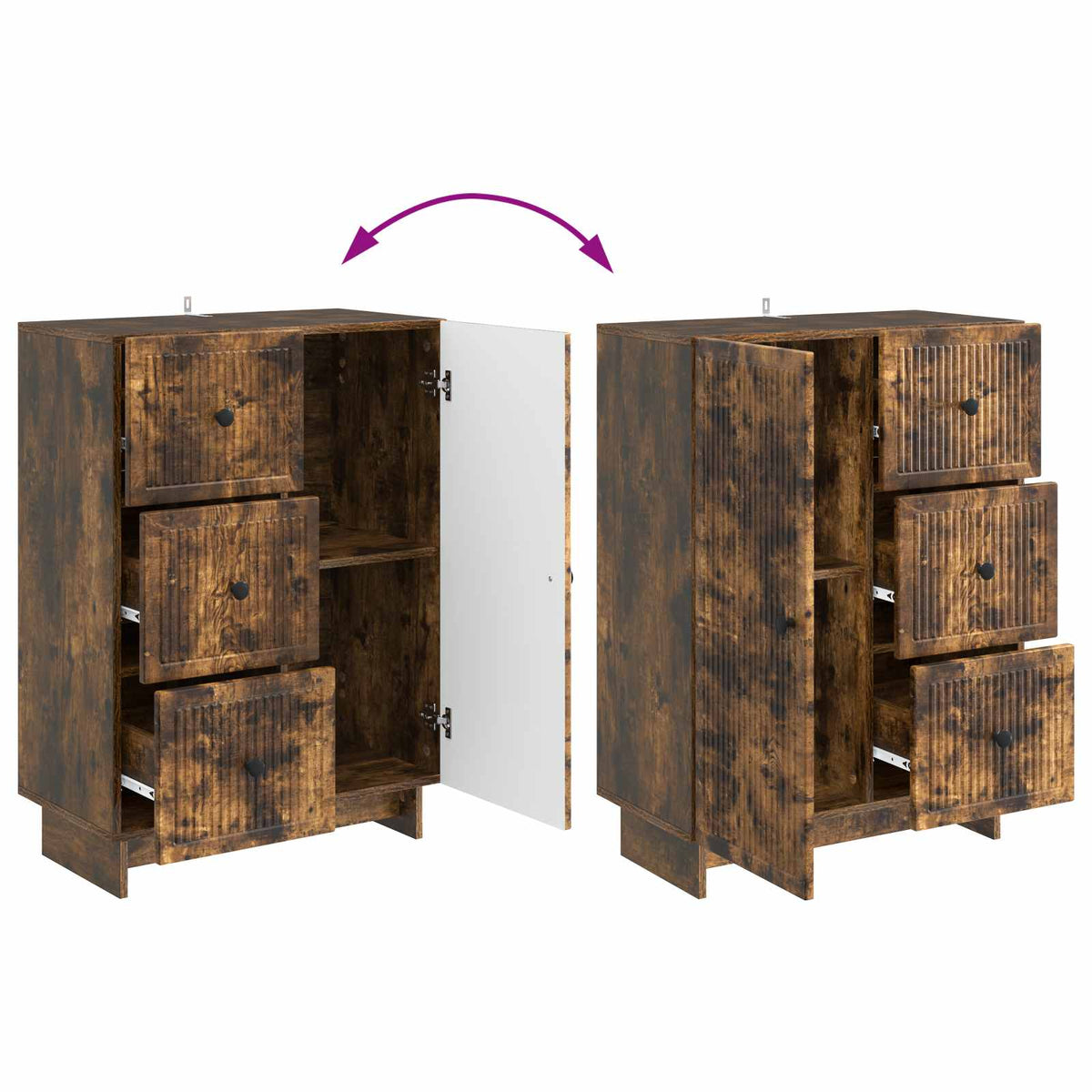 Sideboard Geräucherte Eiche 66 x 34,5 x 90 cm Holzwerkstoff