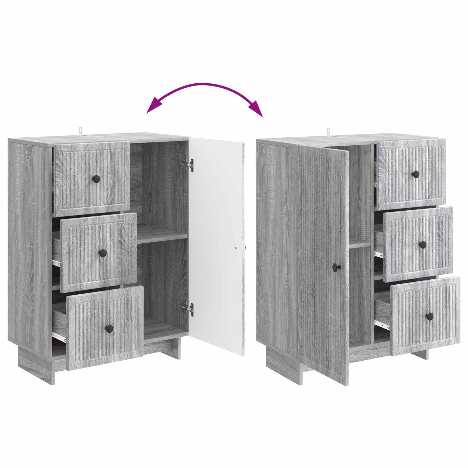 Sideboard Graues Sonoma 66 x 34,5 x 90 cm Holzwerkstoff