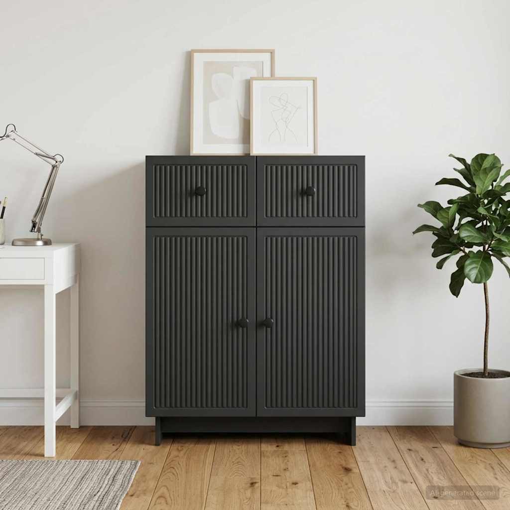 Sideboard Schwarz 66 x 34,5 x 90 cm Holzwerkstoff