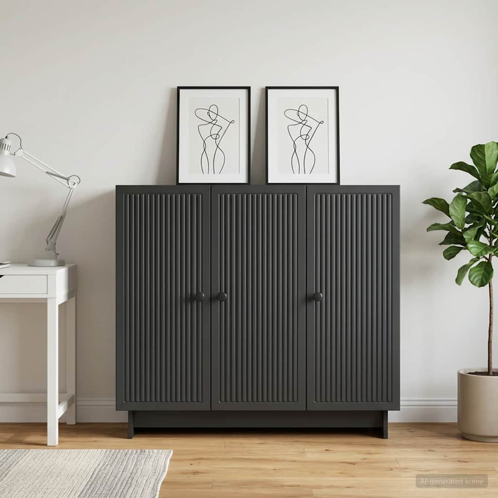 Sideboard Schwarz 89 x 34,5 x 80 cm Holzwerkstoff