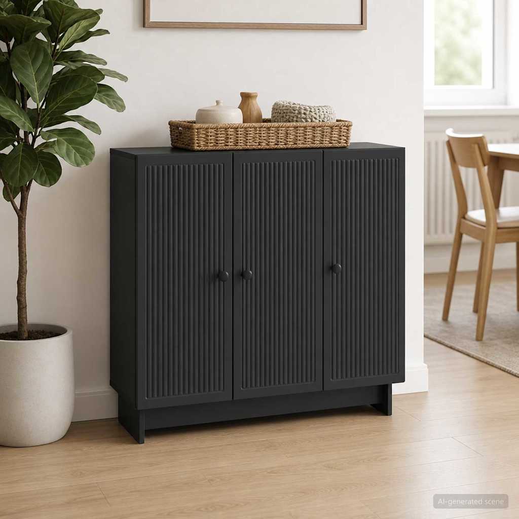 Sideboard Schwarz 89 x 34,5 x 80 cm Holzwerkstoff