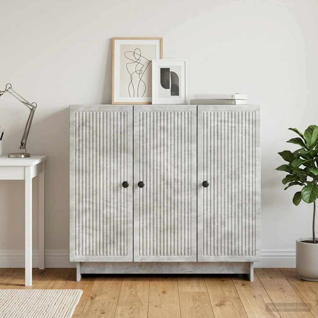 Sideboard Betongrau 89 x 34,5 x 80 cm Holzwerkstoff
