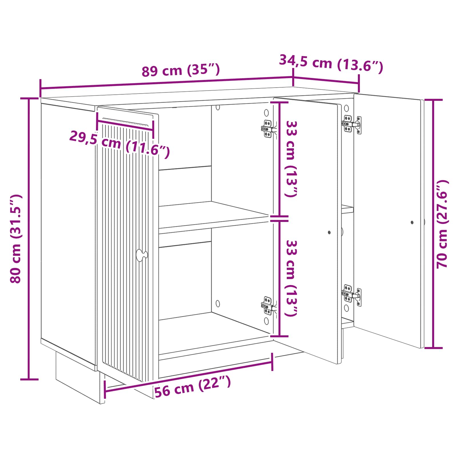 Sideboard Räuchereiche 89 x 34,5 x 80 cm Holzwerkstoff