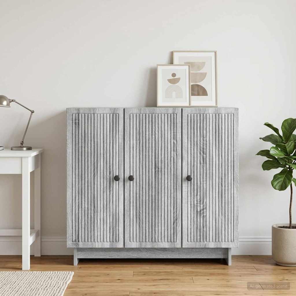 Sideboard Sonoma-Grau 89 x 34,5 x 80 cm Holzwerkstoff