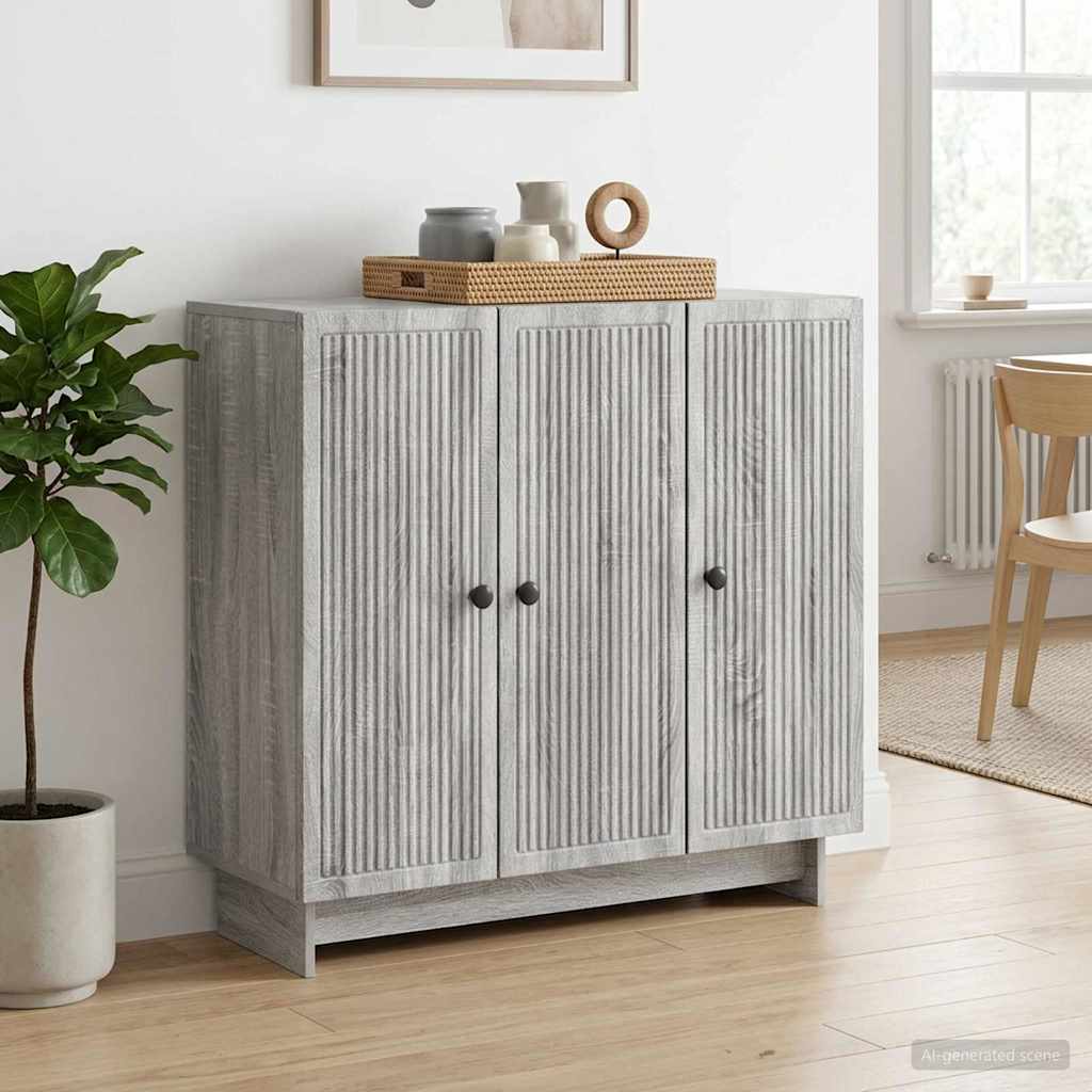 Sideboard Sonoma-Grau 89 x 34,5 x 80 cm Holzwerkstoff