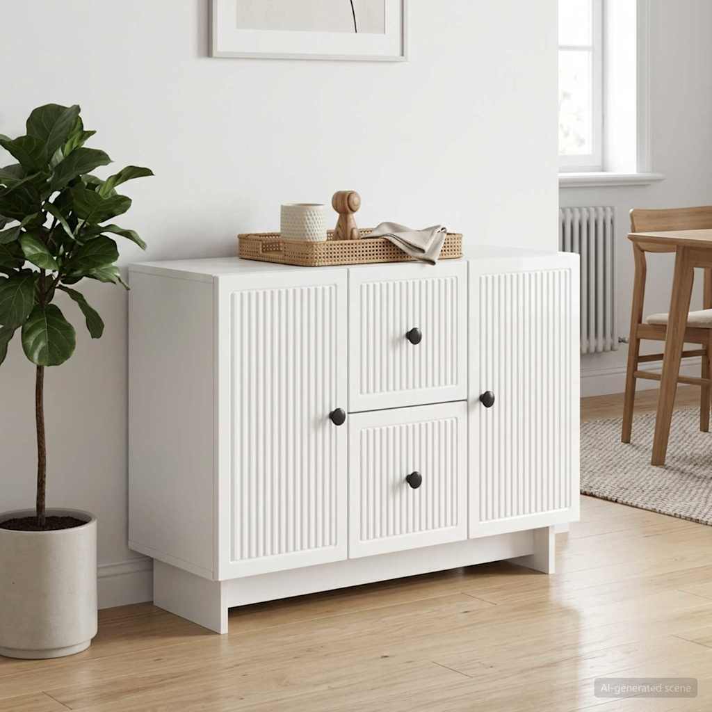 Sideboard Hochglanz Weiß 89 x 34,5 x 60 cm Holzwerkstoff