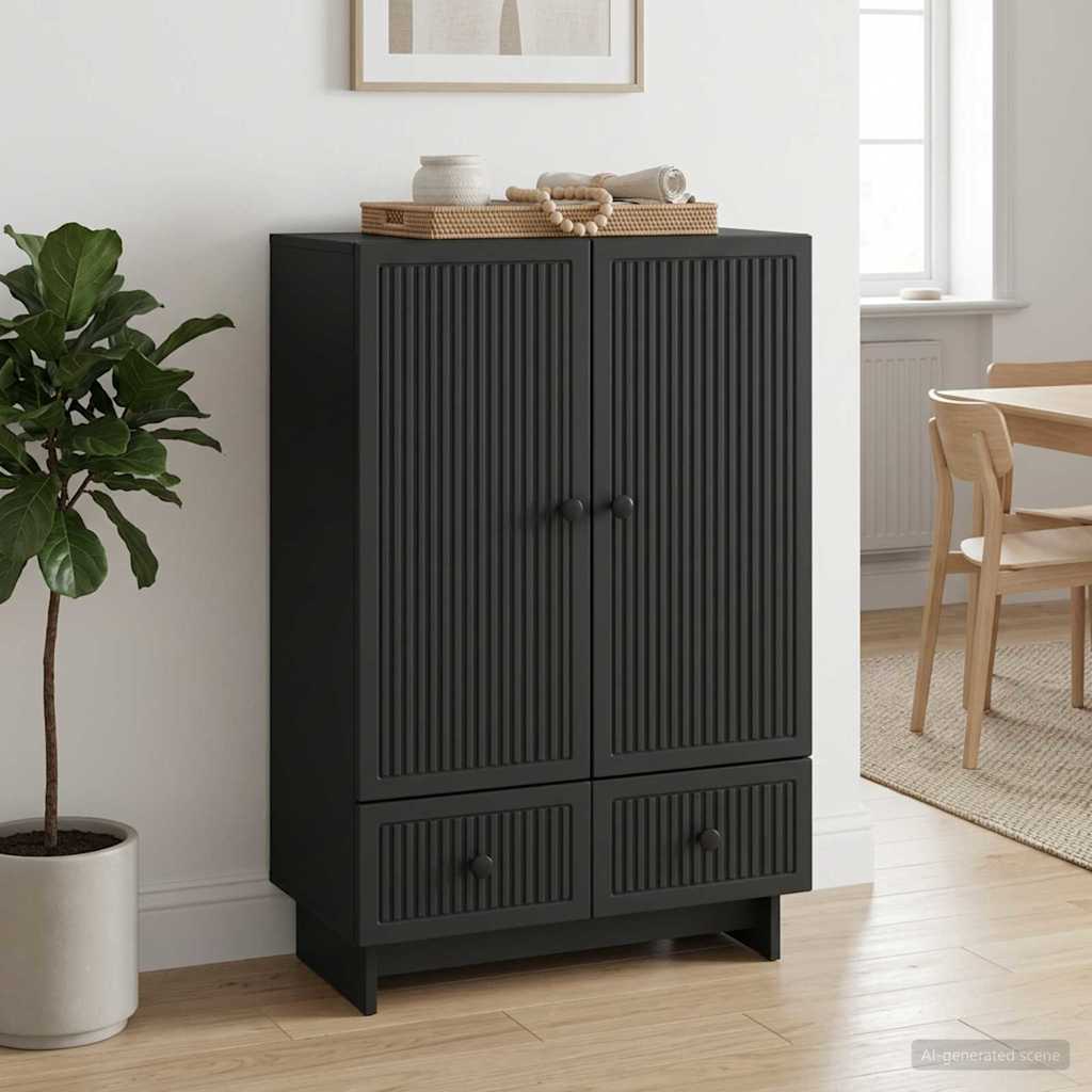 Sideboard Schwarz 66 x 34,5 x 95 cm Holzwerkstoff