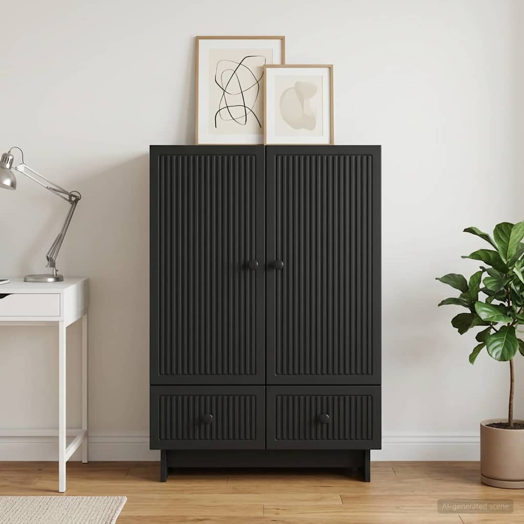 Sideboard Schwarz 66 x 34,5 x 95 cm Holzwerkstoff