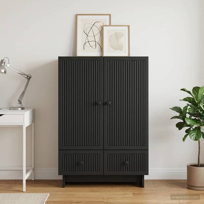 Sideboard Schwarz 66 x 34,5 x 95 cm Holzwerkstoff