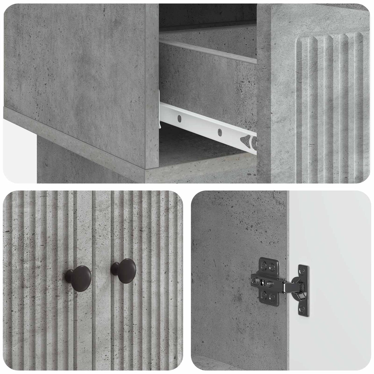 Sideboard Betongrau 66 x 34,5 x 95 cm Holzwerkstoff