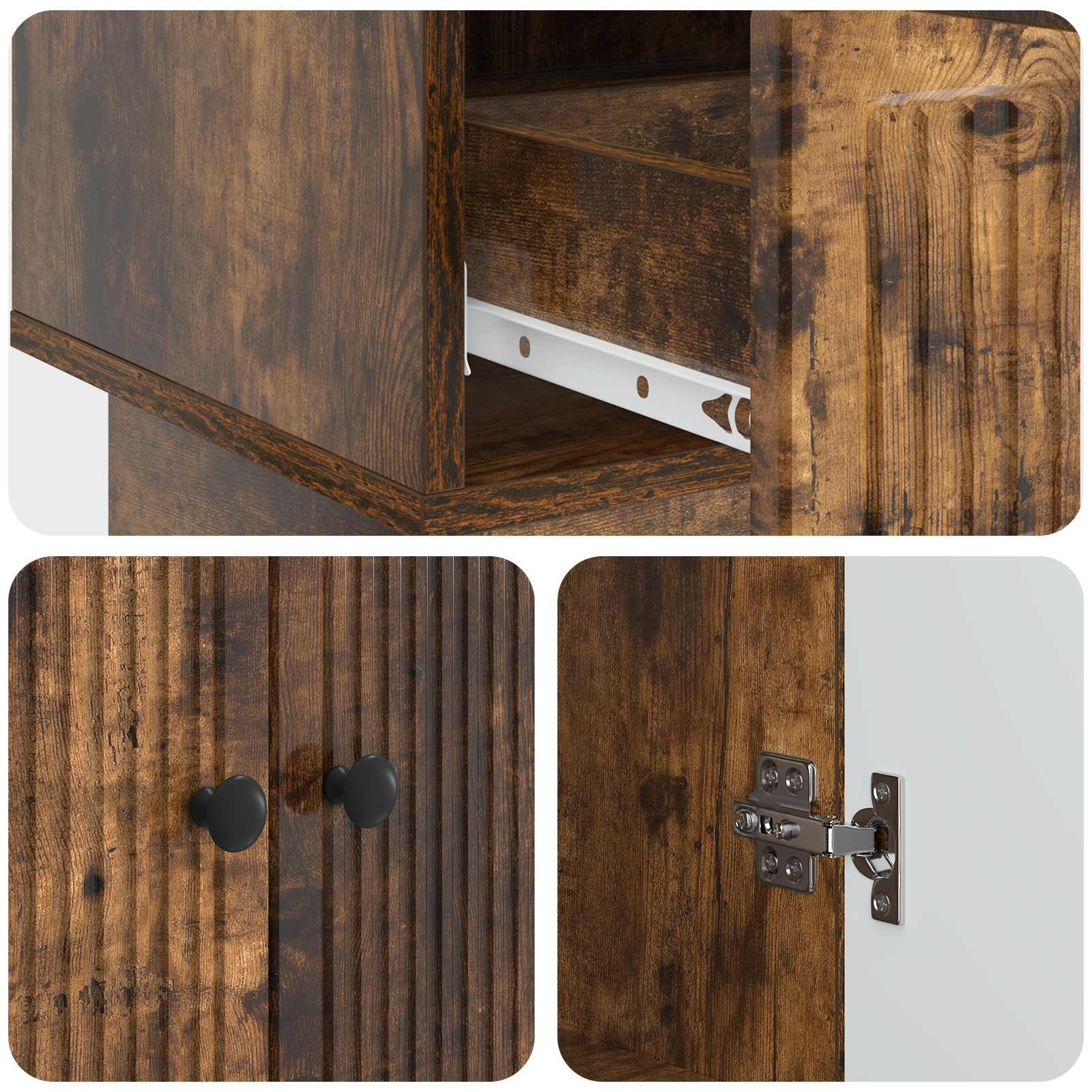 Sideboard Geräucherte Eiche 66 x 34,5 x 95 cm Holzwerkstoff