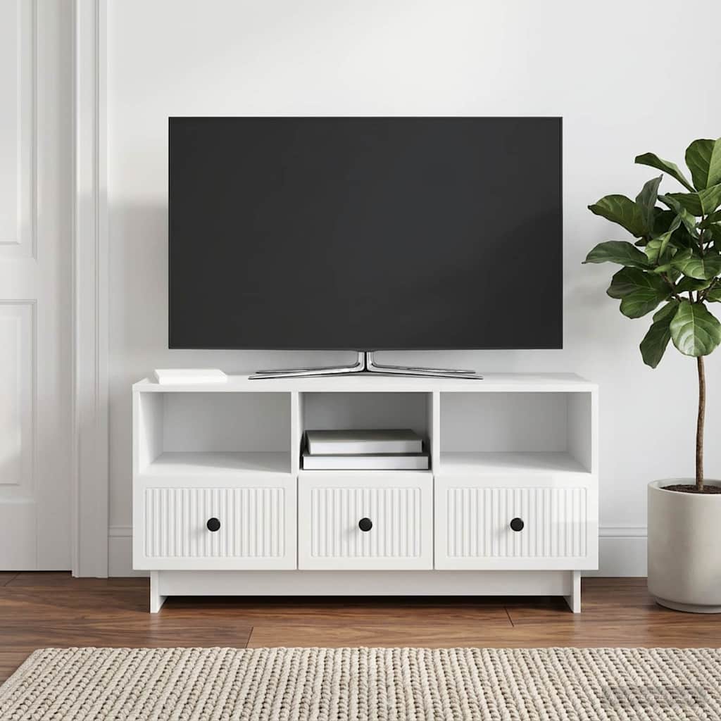 TV-Schränk Hochglanz Weiß 102 x 34,5 x 50 cm Holzwerkstoff