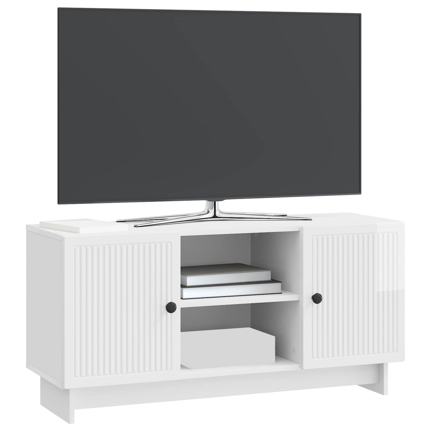 TV-Schränk 102 x 34,5 x 50 cm Hochglanz Weiß Holzwerkstoff