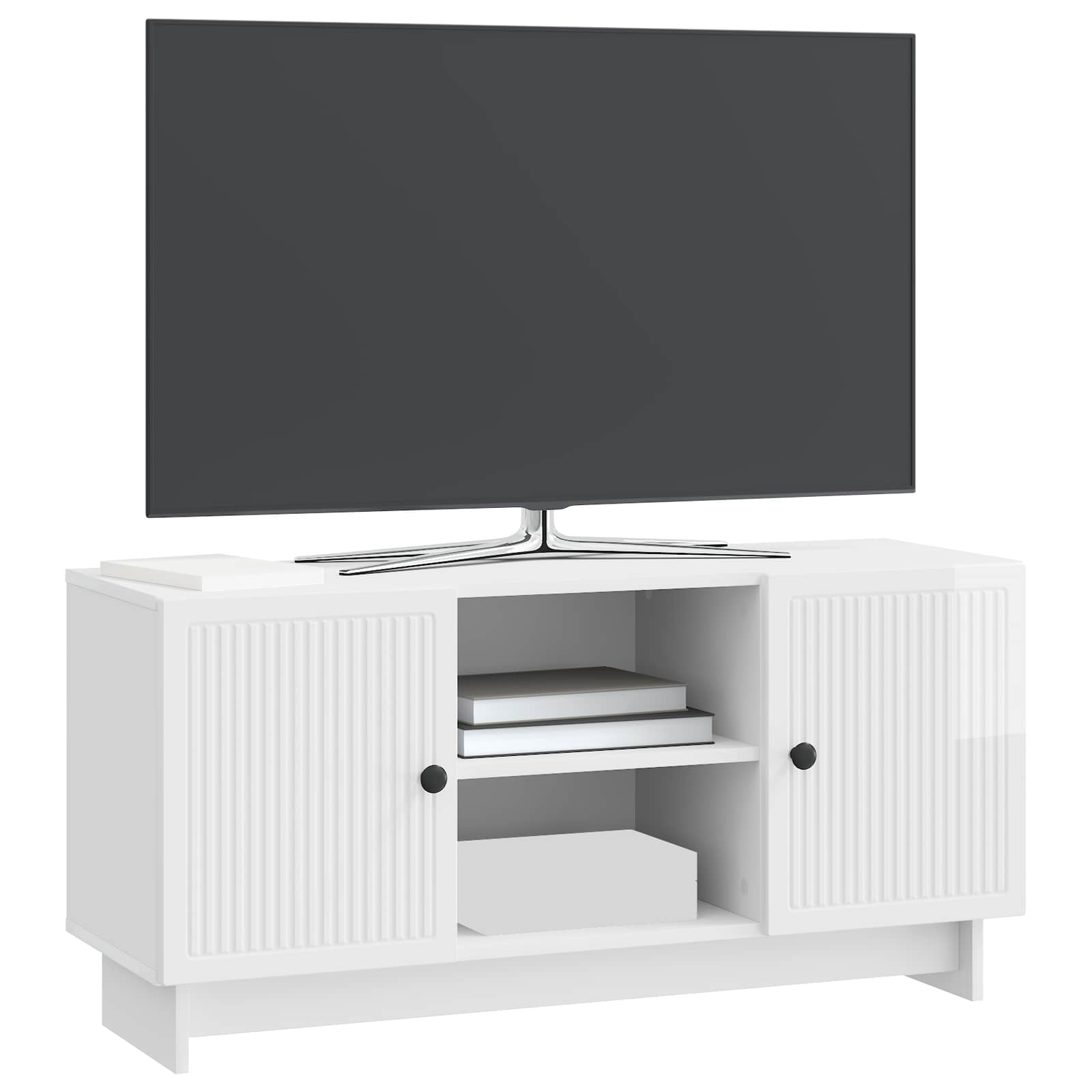 TV-Schränk 102 x 34,5 x 50 cm Hochglanz Weiß Holzwerkstoff