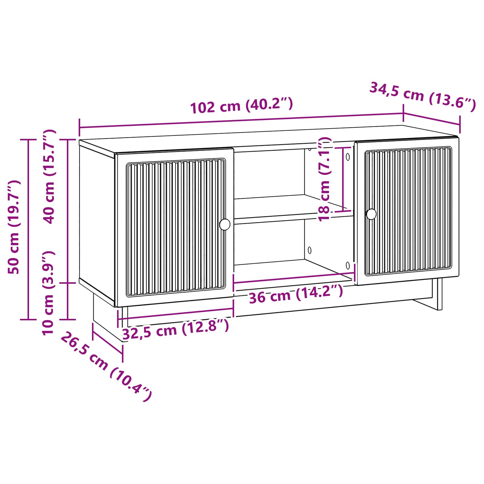 TV-Schränk 102 x 34,5 x 50 cm Grau Sonoma Holzwerkstoff