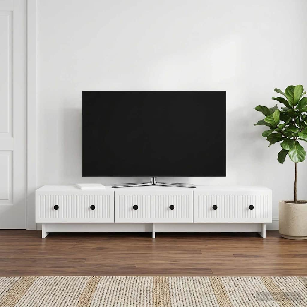 TV-Schränk 147 x 34,5 x 30 cm Hochglanz Weiß Holzwerkstoff