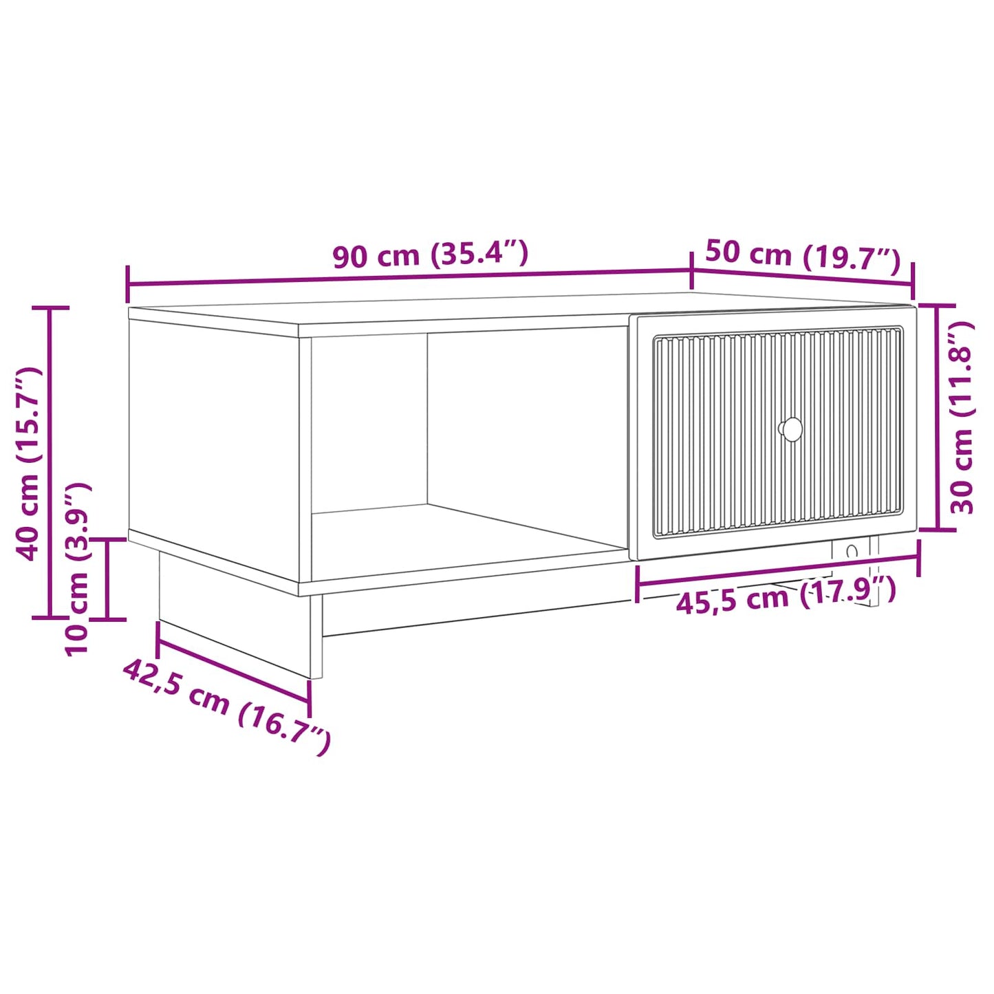 Couchtisch Schwarz 90 x 50 x 40 cm Holzwerkstoff