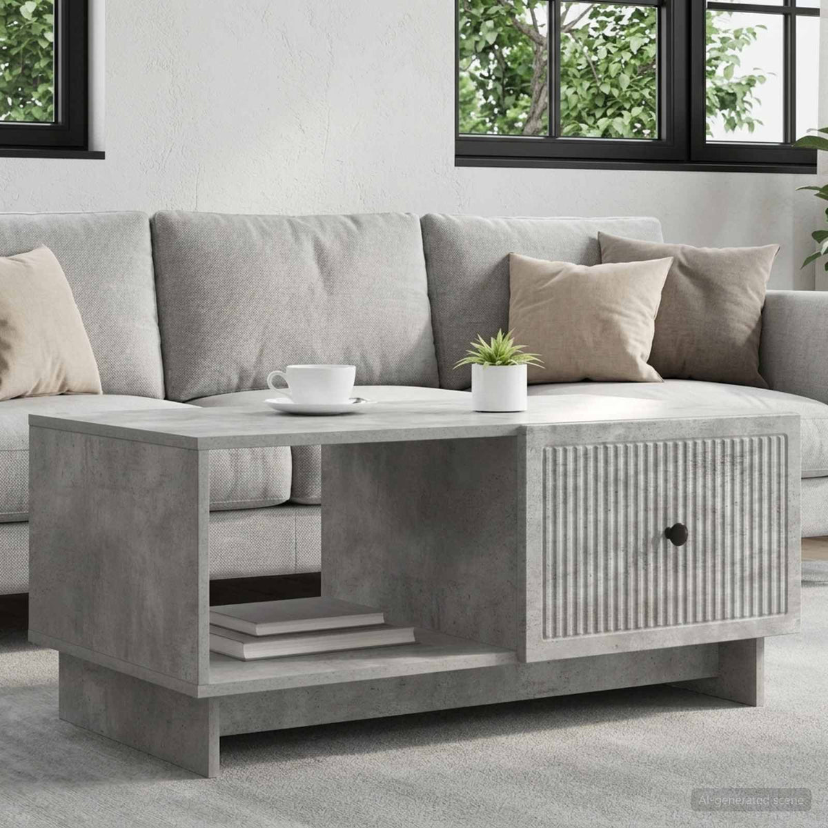 Couchtisch Betongrau 90 x 50 x 40 cm Holzwerkstoff