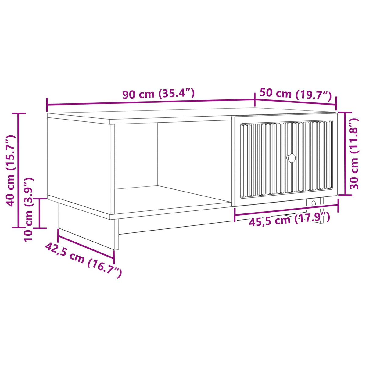 Couchtisch Betongrau 90 x 50 x 40 cm Holzwerkstoff