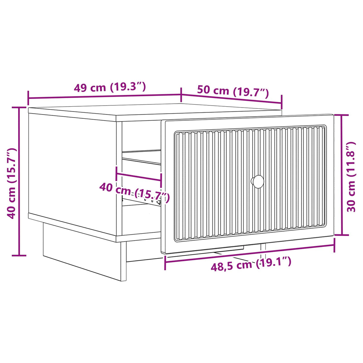 Couchtisch Schwarz 49 x 50 x 40 cm Holzwerkstoff